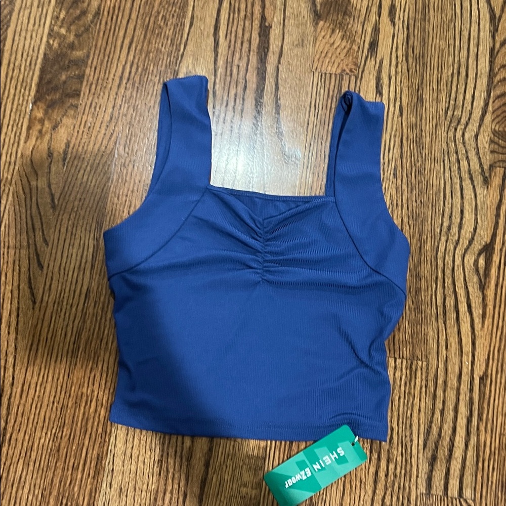 SHEIN Royal Blue Ruched Crop Top